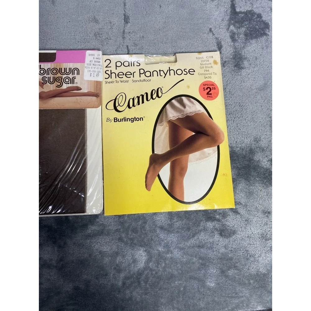 Vintage Pantyhose Womens Medium Brown Sugar Cameo Burlington Ultra Lot of 3‎ NEW